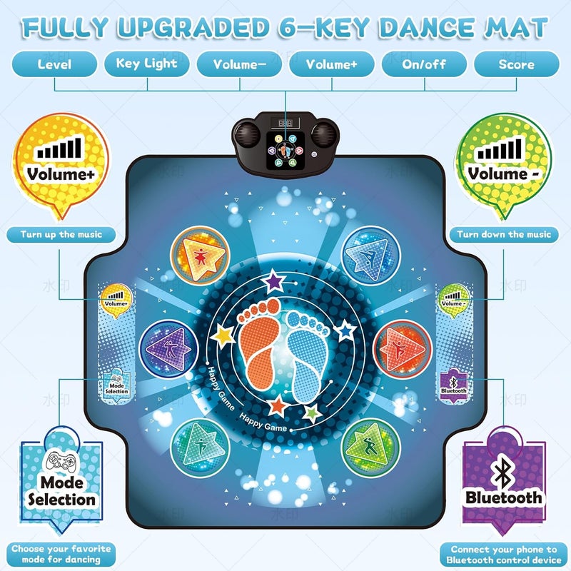 BulaBe Upgraded Dance Mat for Kids with Wireless Bluetooth, 5 Game Modes, LED Lights,Electronic Music Game Dance pad Floor Toys for Girls Boys Birthday Gifts Ages Toddlers 3-5 4-8 8-12 Year Old - Image 3